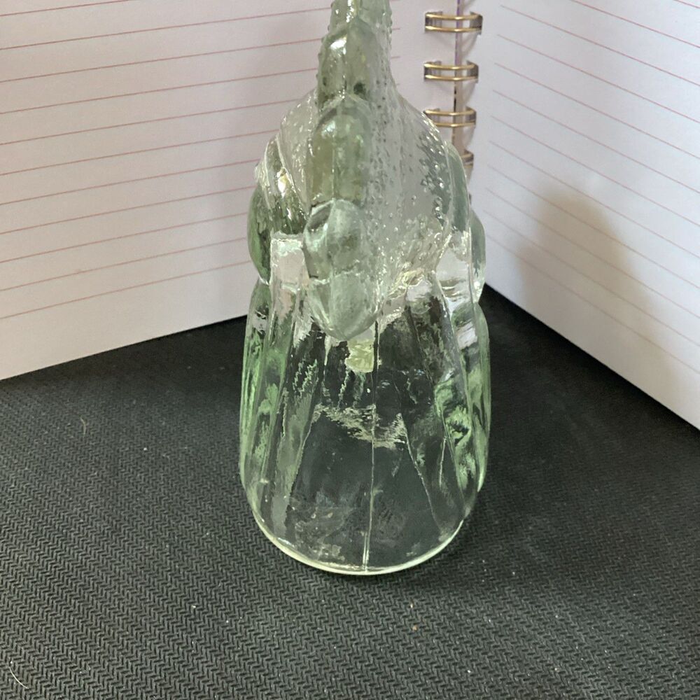 Vintage Glass Rooster Head Bottle Topper Clear Slight Green Cast 4” - Picture 6 of 11